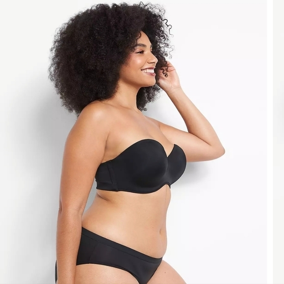 Cacique black adjustable strap / strapless / multi way lightly padded bra 40DDD - Picture 1 of 11